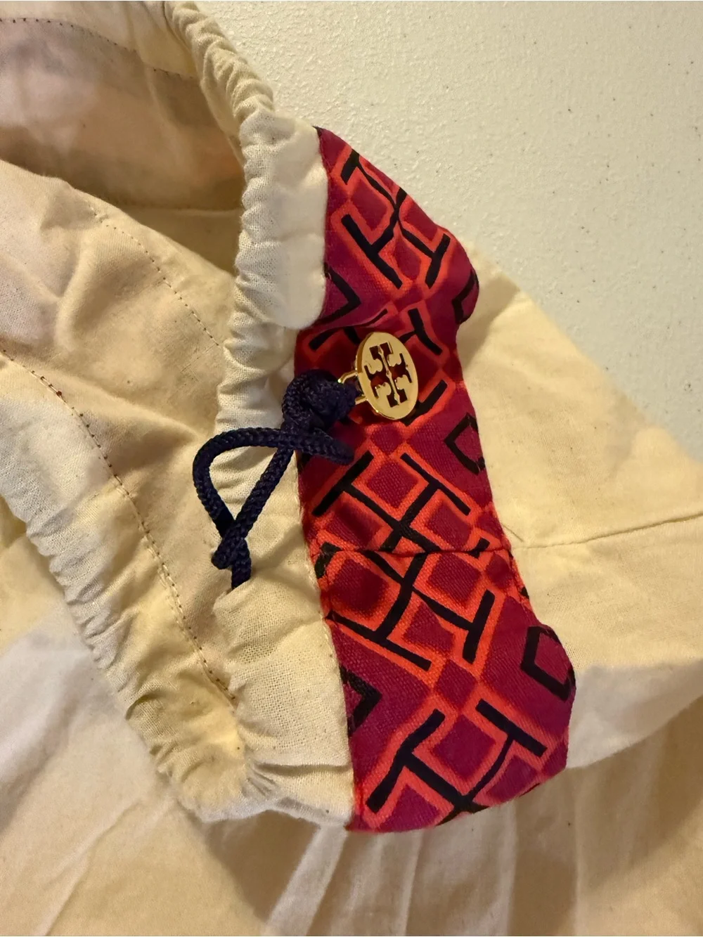 Tory Burch large canvas 20x20 dust purse bag drawstring cover